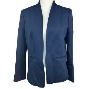 J Crew Navy Blue Open Front Blazer Jacket Size 8 Collarless